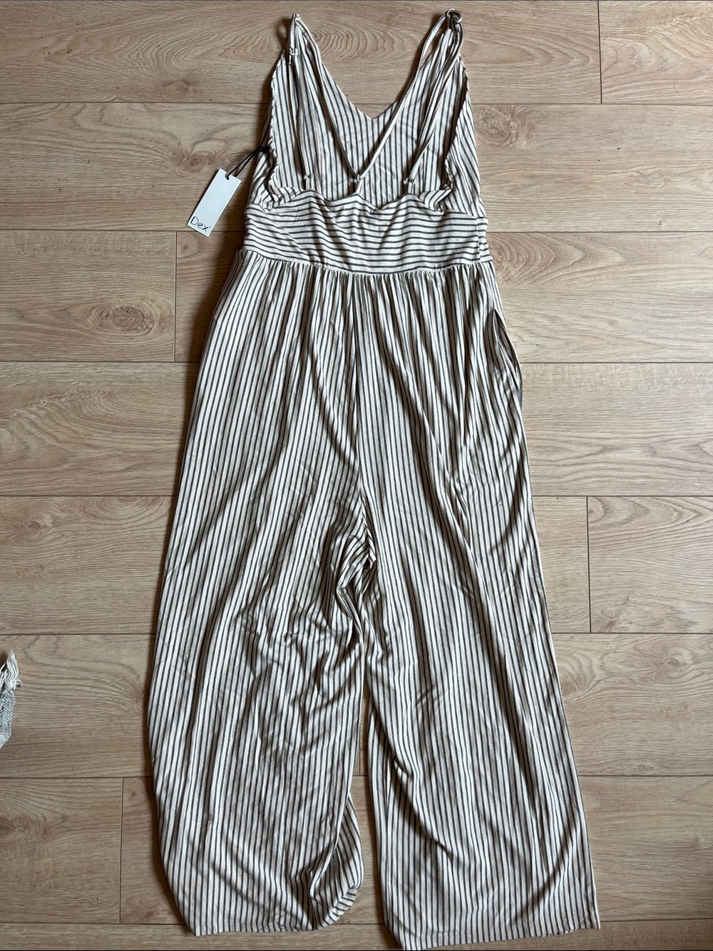 Dex Striped V-Neck Jumpsuit - Cream & Black - Picture 5 of 6